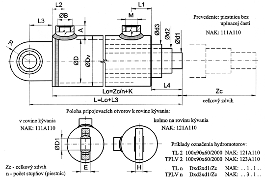 Přímočarý hydromotor TL dvojčinný